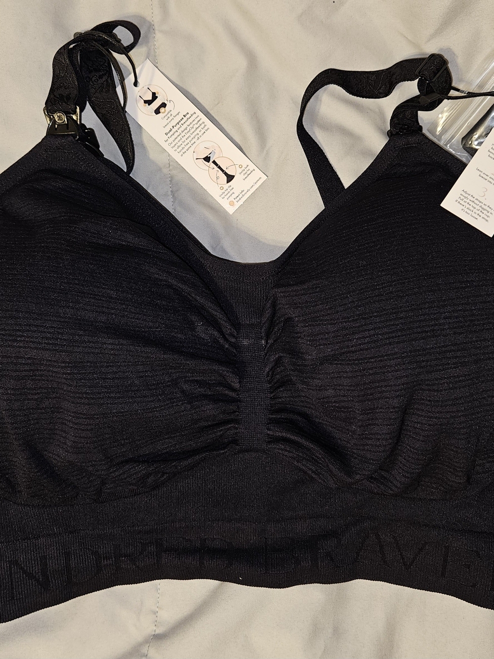 Kindred Bravely Black Seamless Nursing Bra with Clip-Down Straps